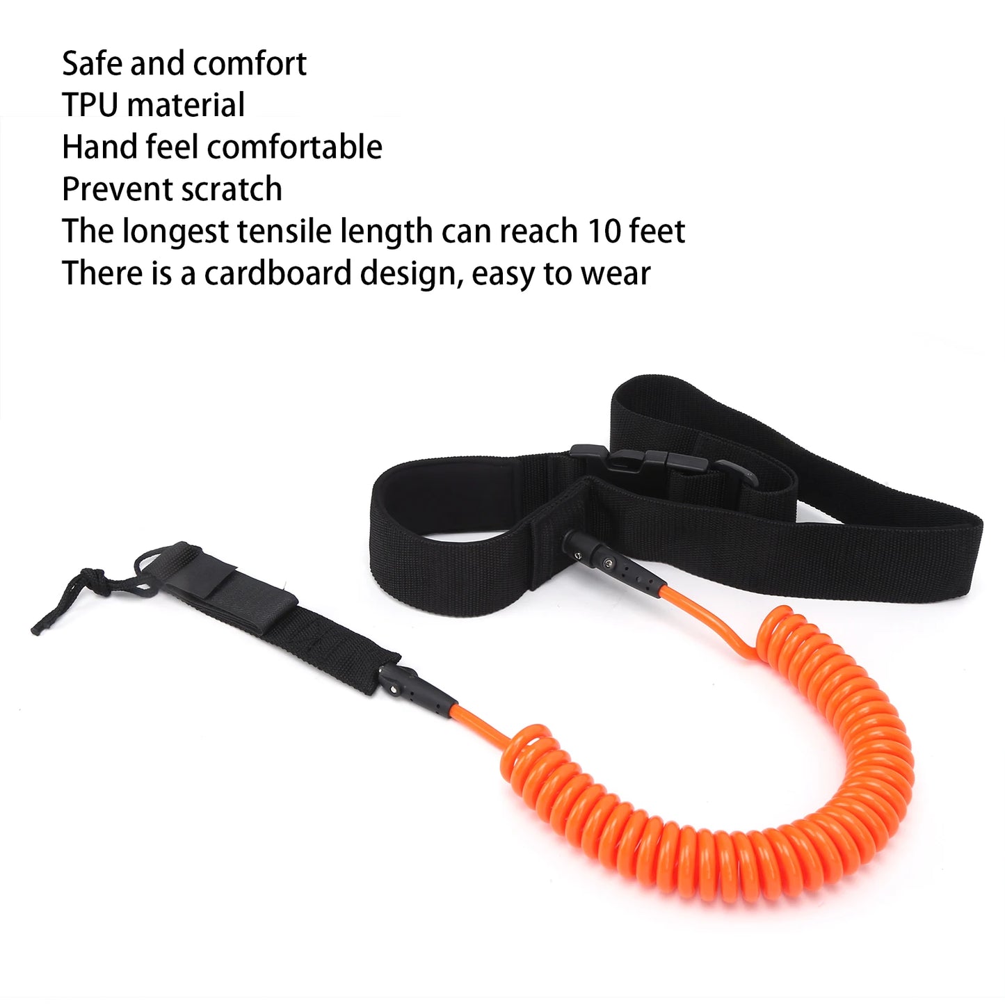 Surfboard Leash TPU Heliciform Comfortable HighElastic Surfing Safety Traction Rope(Orange )