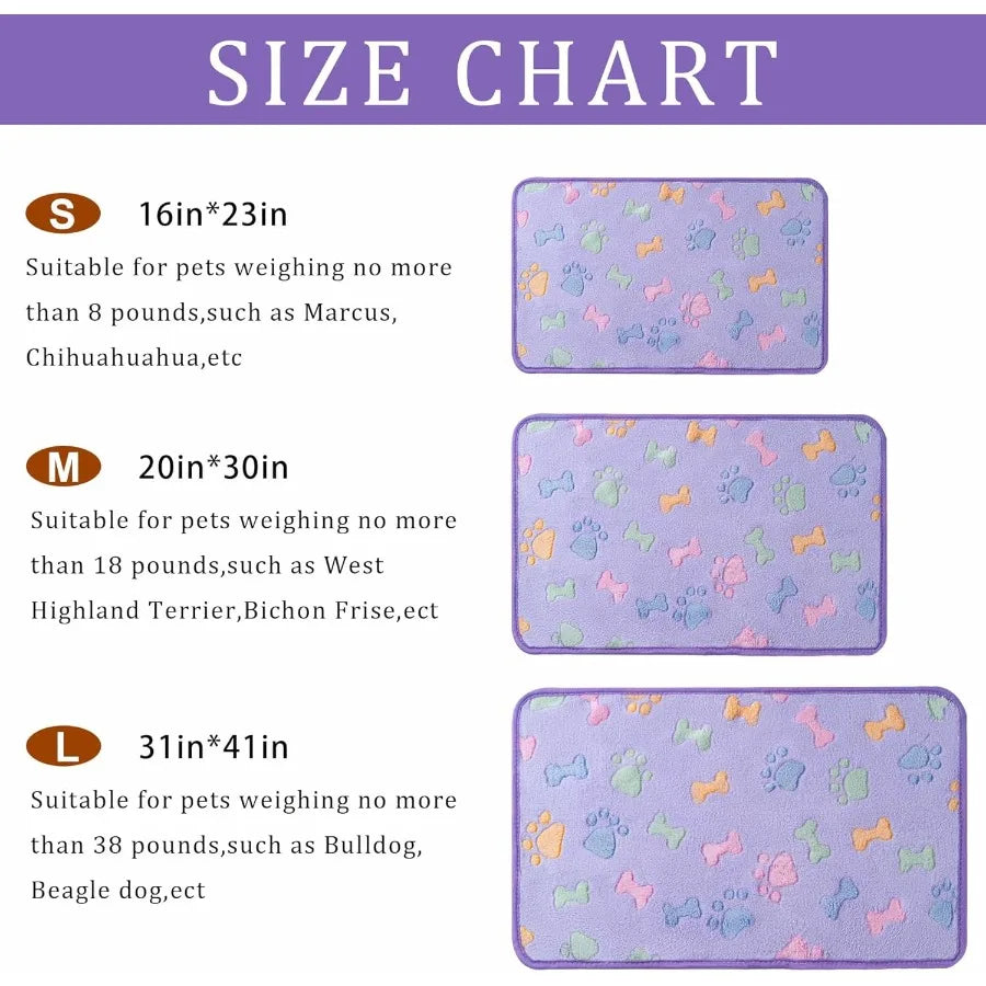 1 Pack 3 Blankets Super Soft Fluffy Premium Fleece Pet Blanket Flannel Paw Printed Throw for Dog Puppy Cat Small 23x16'' Purple