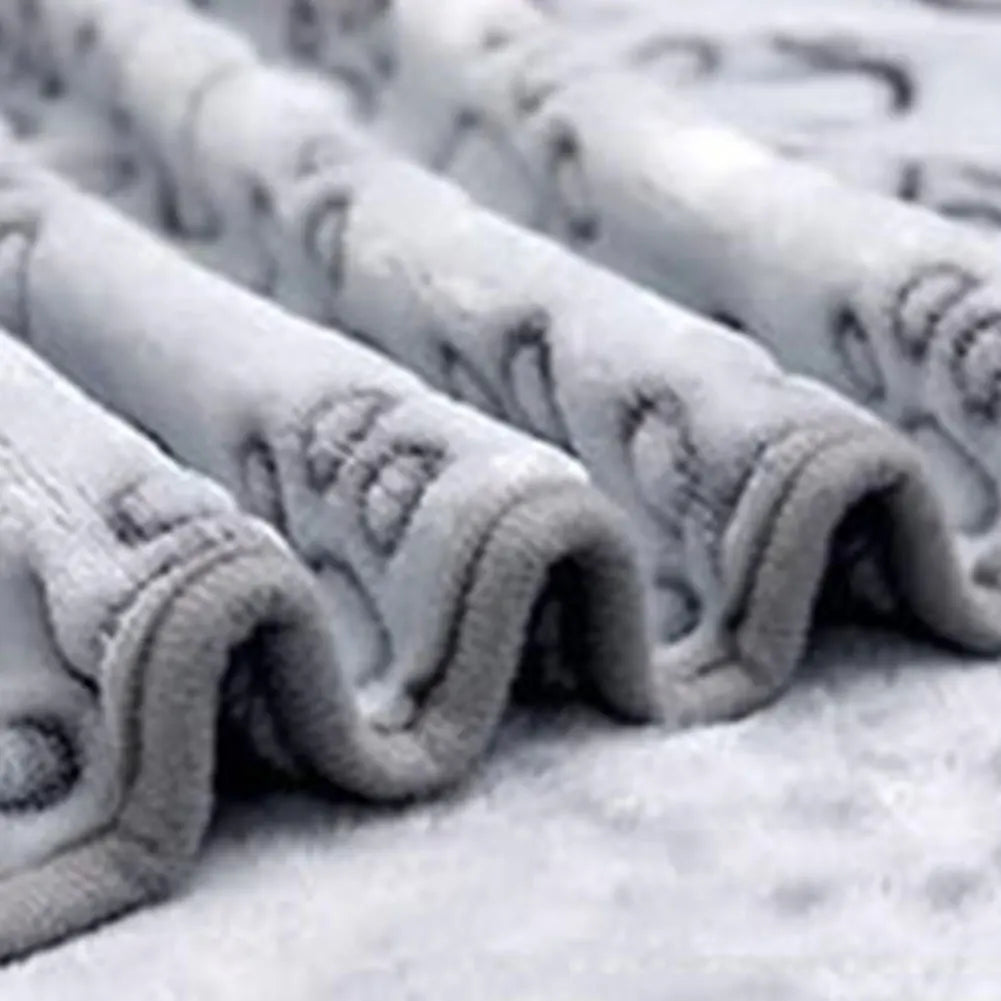 Flannel Pet Sleep Mat Paw Print for Dog Cat Soft Warm Blanket Washable Pet Blanket for Sofa Bed Car Seat