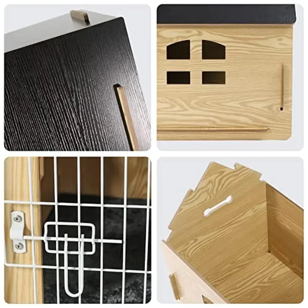 Small Pets Wooden Cartoon Dog House with Air Vents and Warm Dog Cave Cute Design Indoor Use Easy to Clean and Disassemble