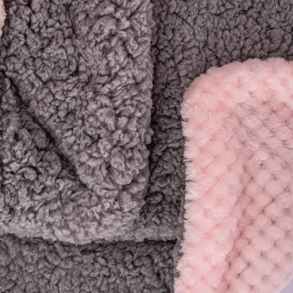 DG Plush Fleece Receiving Blanket for Dog, Cat, Pet - Warm & Soft, Couch, Sofa, Travel & Outdoor, Camping (24" x 32"), Baby Pink