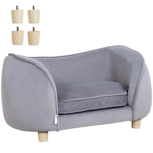 Comfortable Pet Sofa Bed Small Dogs Cats Scratch-Resistant Velvet Durable Wood Frame Easy Clean Stylish Home Decor