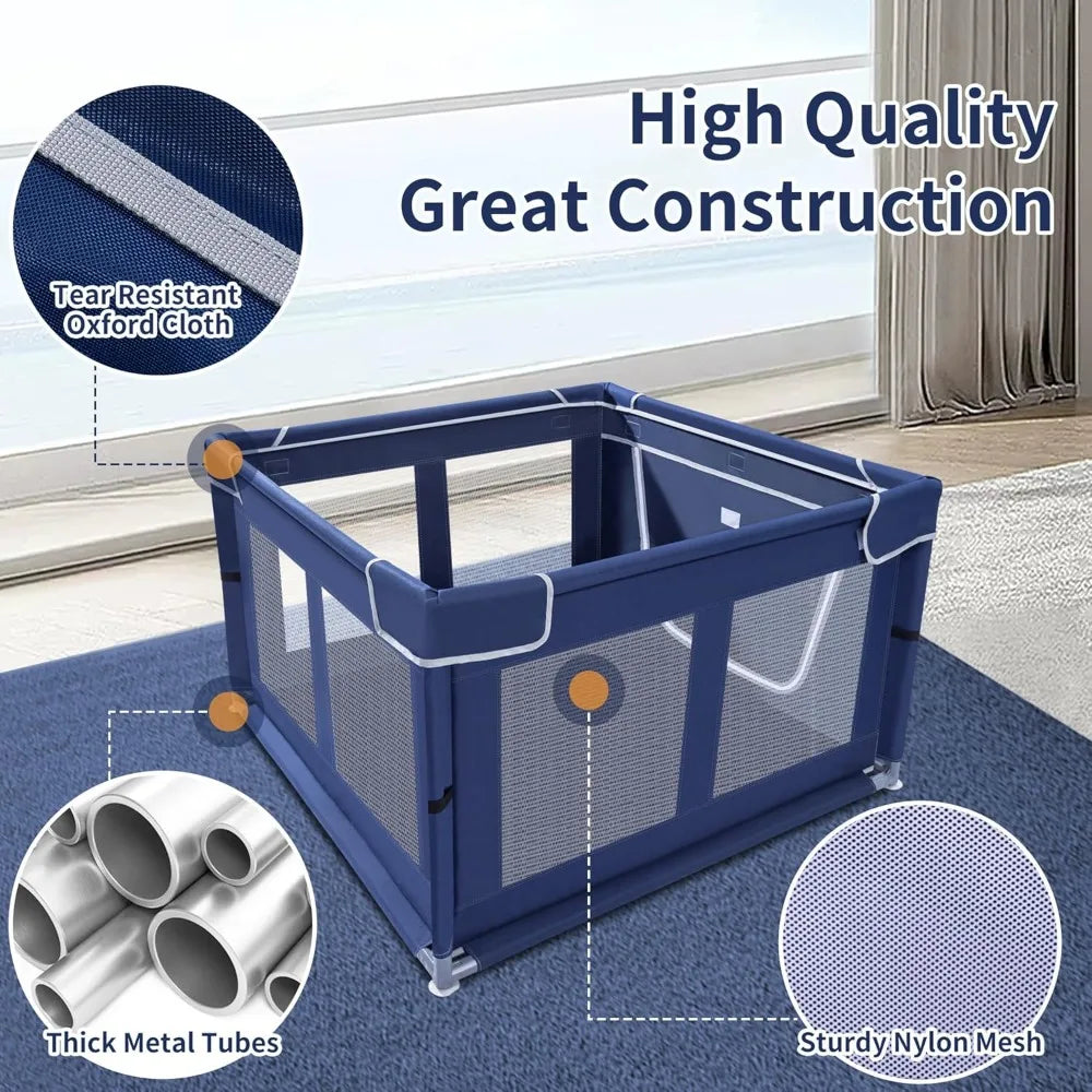 Puppy Playpen Indoor for Small Pets,Dog Play Pen with Gate, Portable Oxford Fabric Pet Exercise Pen, Anti-Tipping Enclosure
