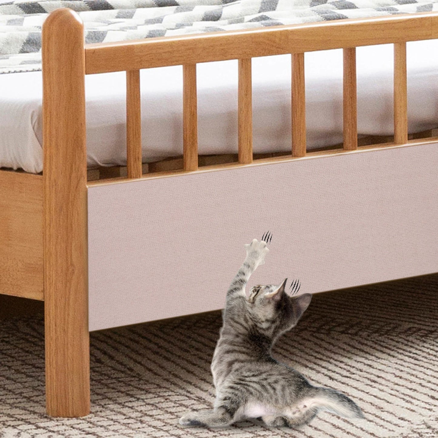 2Pcs Cat Scratching Mat Furniture Protector Trimmable DIY Cat Scratching Pad Self-Aadhesive for Couch Sofa Furniture Protect