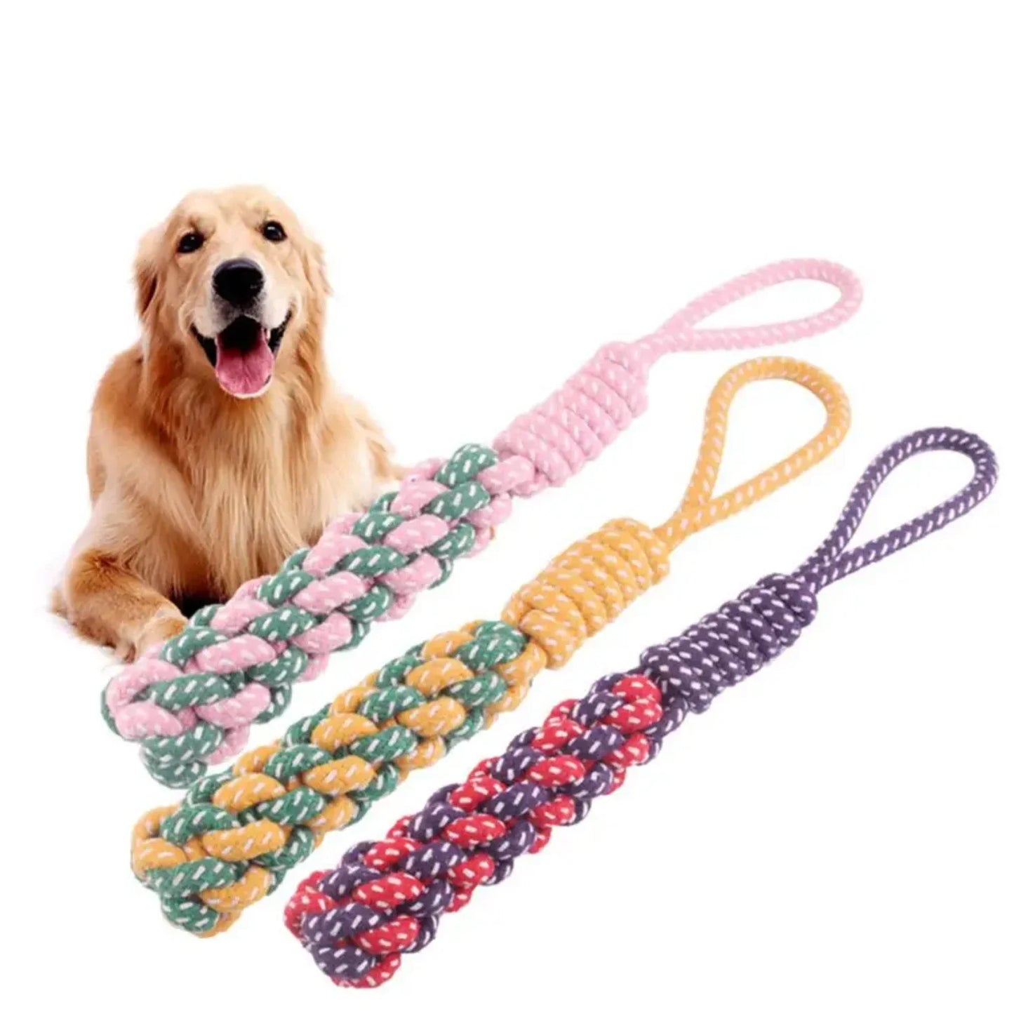 1pcs  Dog Rope Chew Toy Durable Cotton Braided Rope Puppy Kitten Teeth Cleaning Toys Outdoor Training Pet Supplies