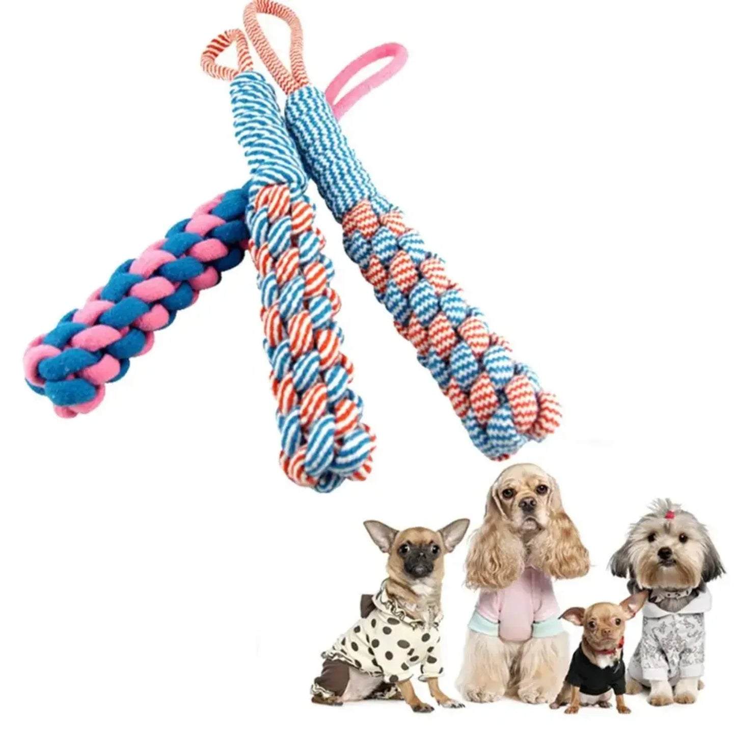 1pcs  Dog Rope Chew Toy Durable Cotton Braided Rope Puppy Kitten Teeth Cleaning Toys Outdoor Training Pet Supplies
