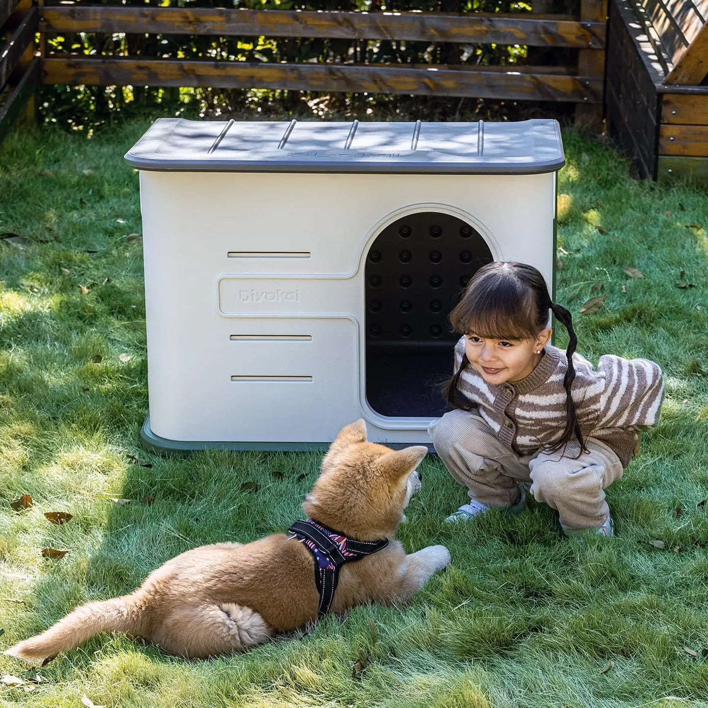 ‌Double-Wall Insulated Dog House Outdoor Indoor 2X Thicker Panels Pet House Waterproof Cats Small Medium Dog Reinforced Elevated