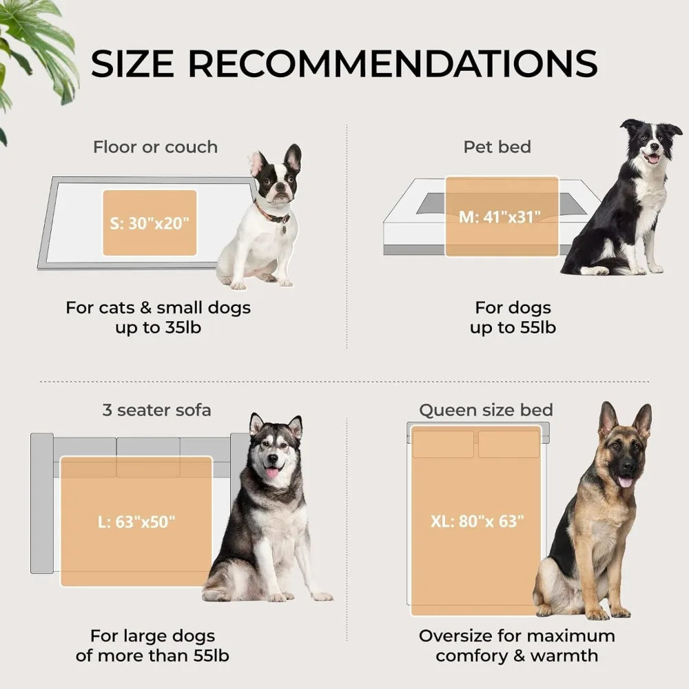 Waterproof Pet Blanket for Medium Large Dogs Soft Cat Sherpa Calming Thick Cover Leakproof Cozy Puppy Sofa Bed Car Couch Protec