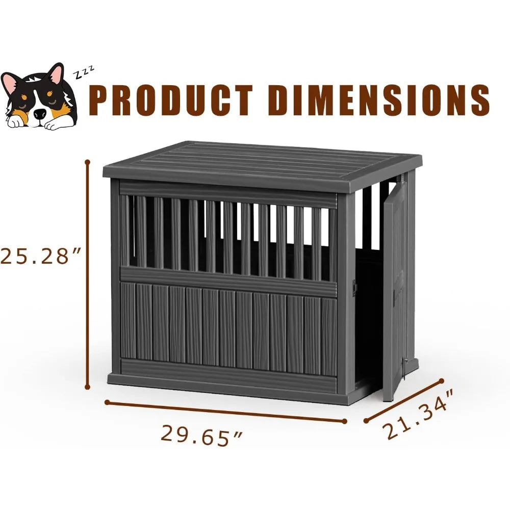Vixzen Dog Crate Furniture for Small to Large Dogs,Decorative Resin Kennel Indoor,Multifunctional Dog Crate with Locking Buckle,