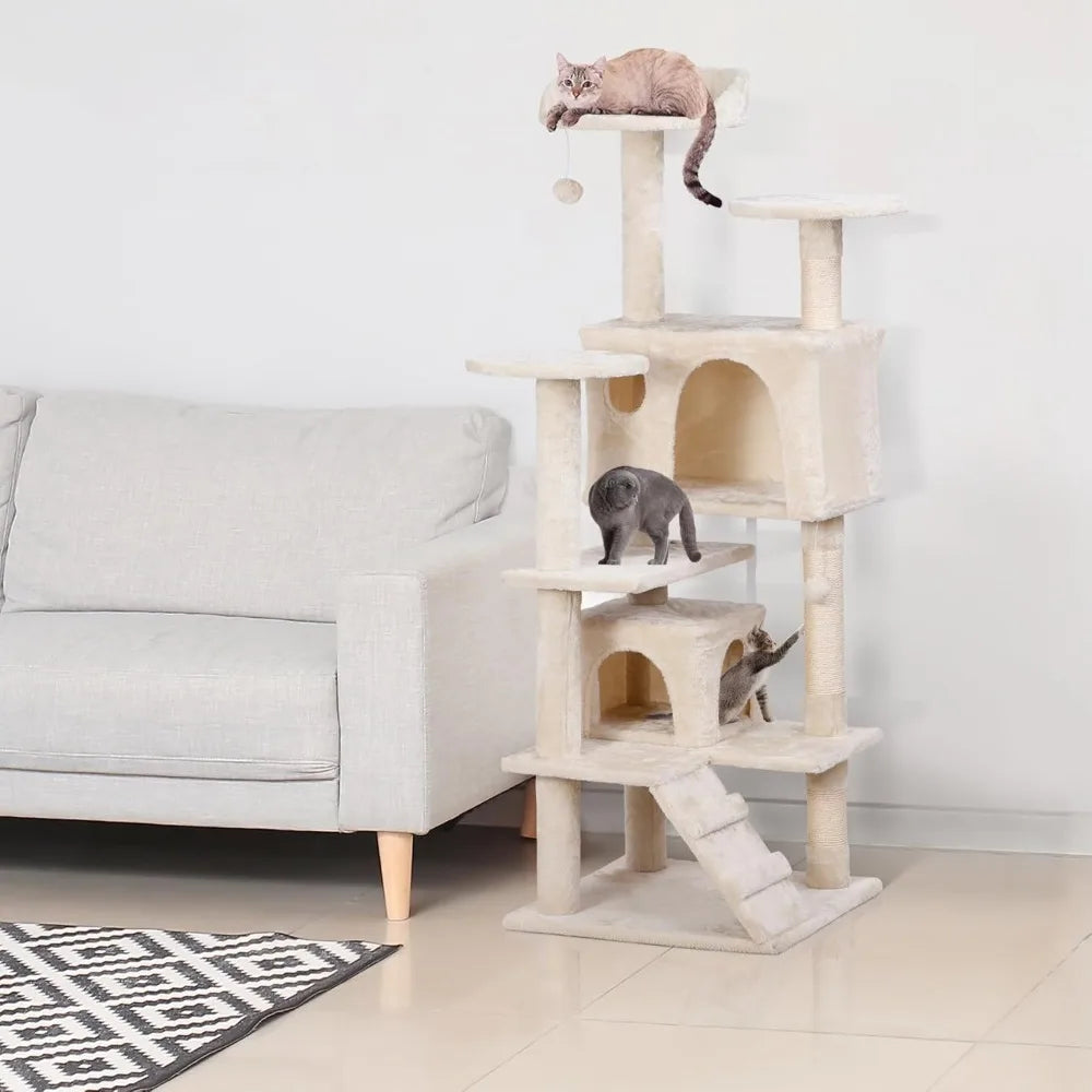 Nova Microdermabrasion 54 in Cat Tree Tower for Indoor Cats Multi-Level Cat Condo Cat Bed Furniture with Scratching Post Kittens