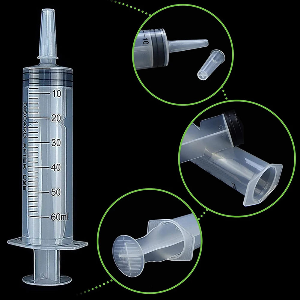 60ml Measuring Syringe Glue Filling Enema Syringe Nutrient Sterile Without Needle Watering Refilling for Industrial Hydroponics