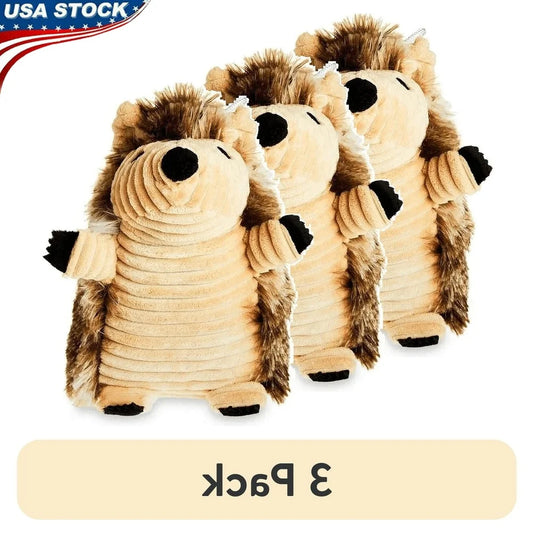 3 Pack Cozy Buddy Hedgehog Dog Toy Soft Chew Level 2 Plush Squeaky Toy Light Chewers Washable Pet Companion