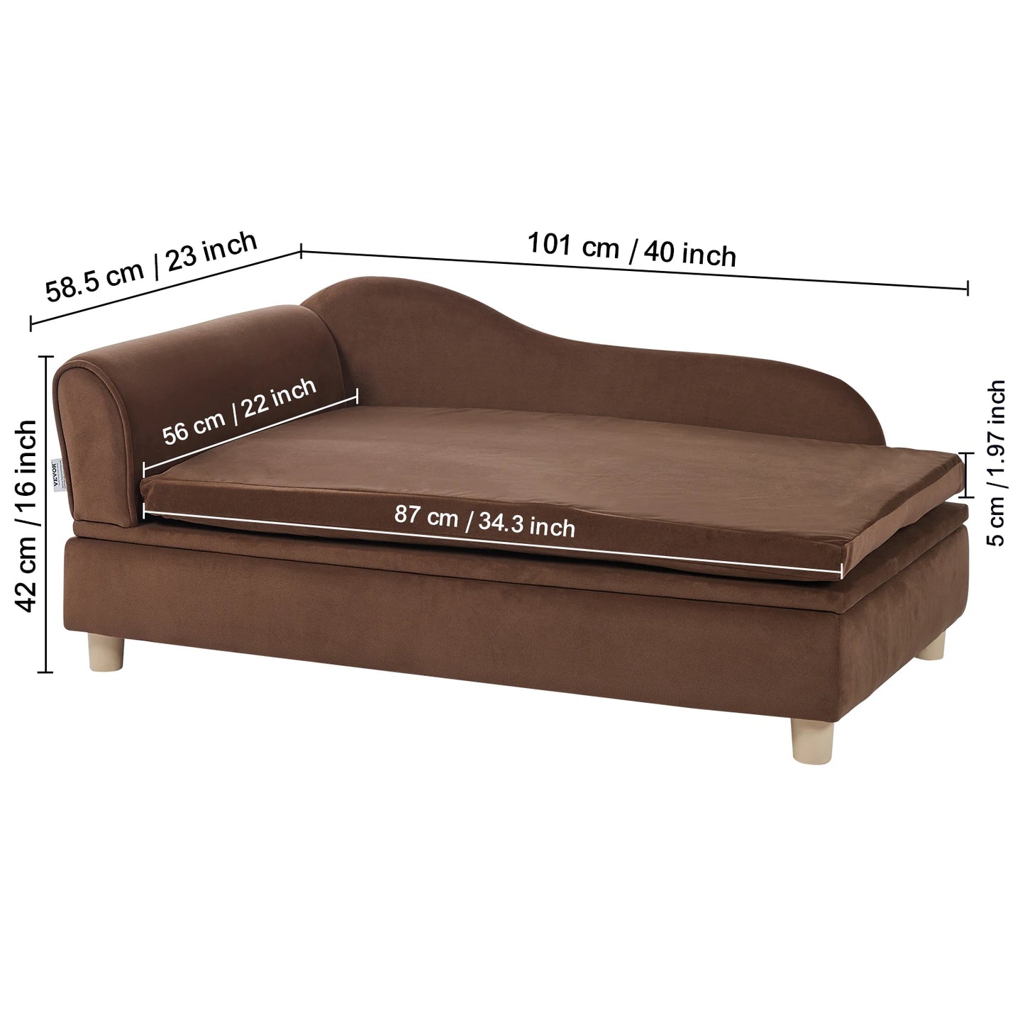 SucceBuy Pet Sofa Dog Couch for Medium-Sized Dogs and Cats Soft Velvety Dog Sofa Bed for Living Room Bedroom Pet Store or Clinic