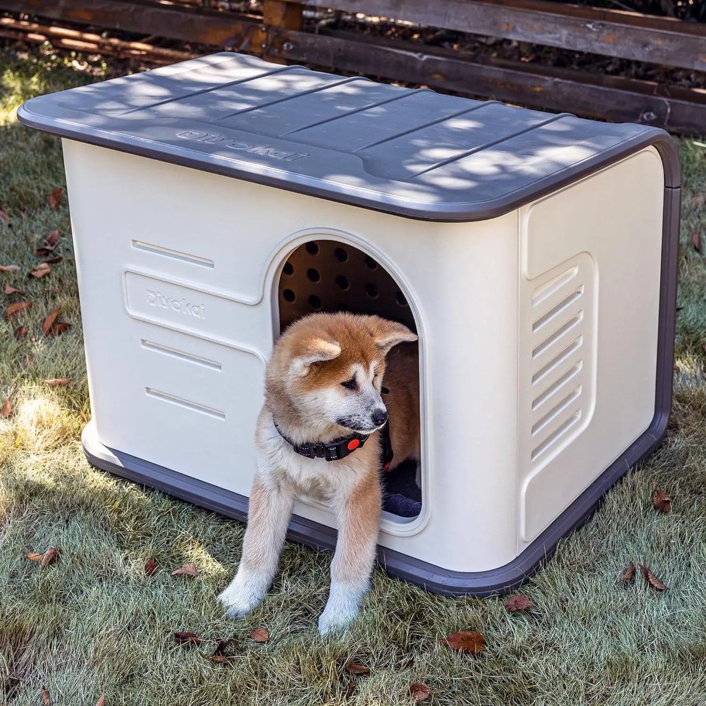 ‌Double-Wall Insulated Dog House Outdoor Indoor 2X Thicker Panels Pet House Waterproof Cats Small Medium Dog Reinforced Elevated