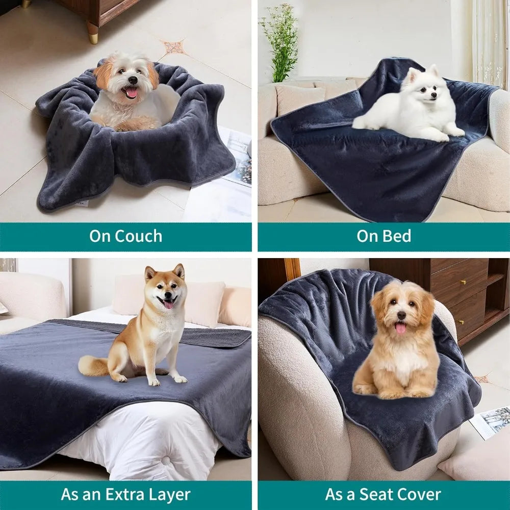 Waterproof Dog Blankets for Large Dogs Washable Super Soft Warm Fluffy Facecloth Sofa Car Bed Protector, Urine Proof Washable Ou