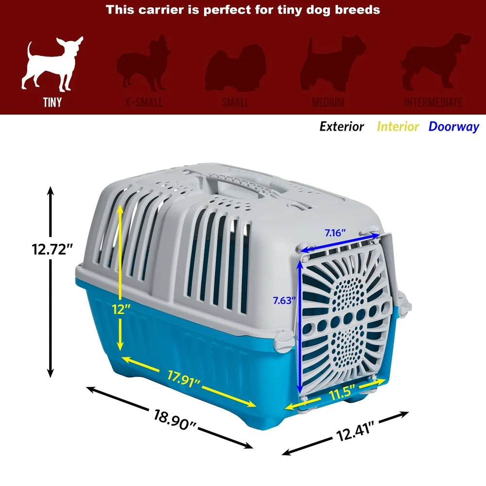 Travel Pet Carrier Small Dogs Cats Easy Assembly Durable Plastic with Secure Door Ideal Veterinarian Pet Store Trips