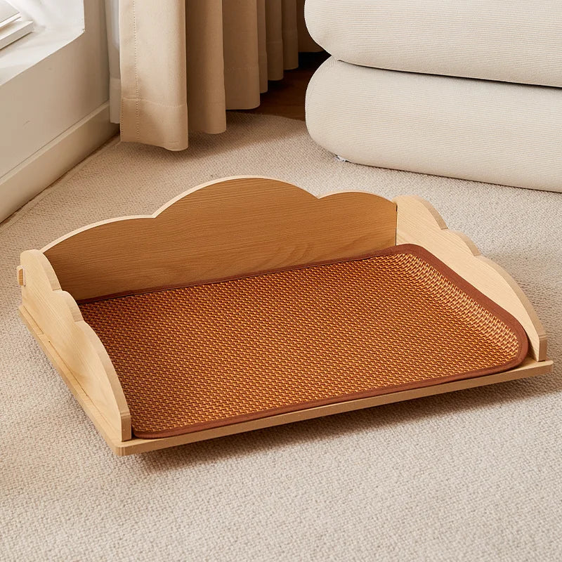 Wooden Dog Bed Four Seasons Universal Teddy Small Dog Summer Special Bed Suspended Off-the-und Pet Wood Bed