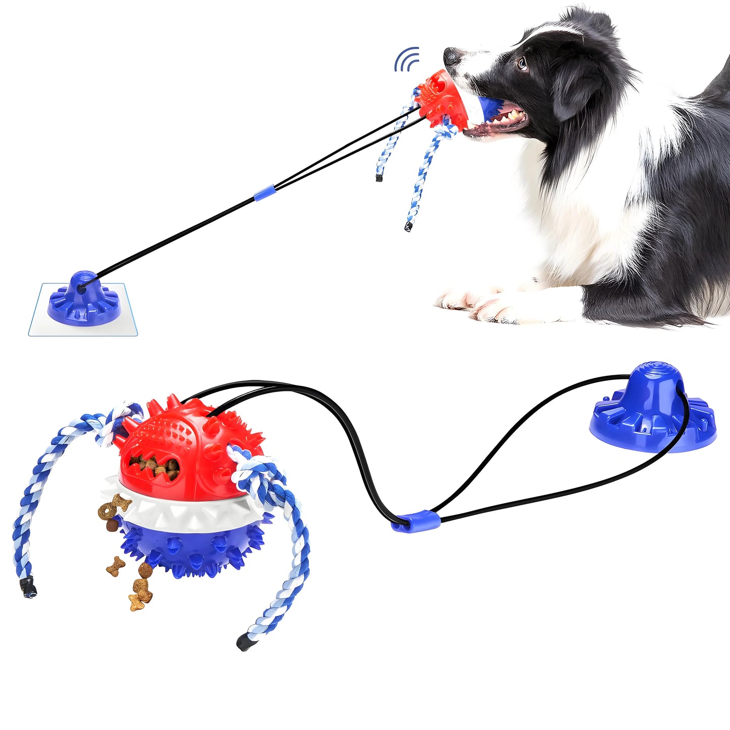 Heavy-Duty Suction Cup Tug Toy for Aggressive Chewers | Near-Indestructible Treat Dispensing Ball