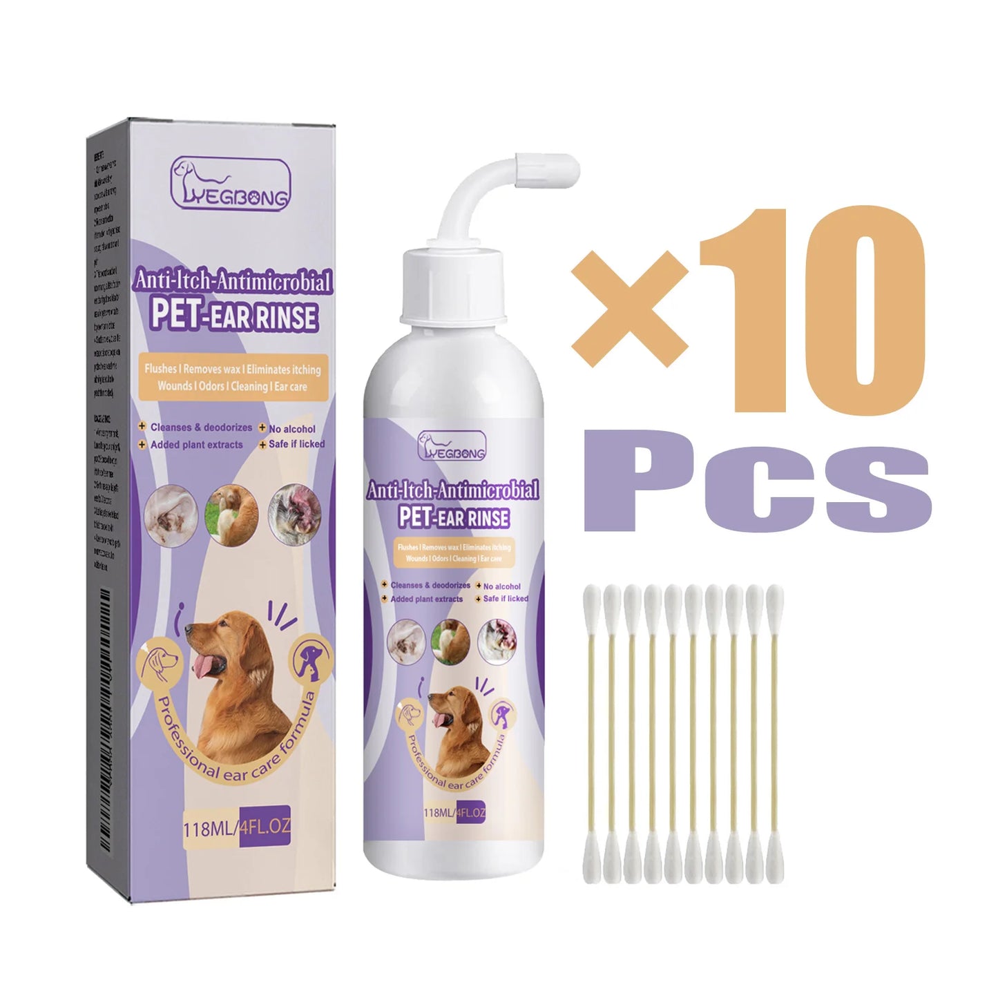 118ml Pet Ear Cleaner Gentle Hypoallergenic Cleaning for Dog Cat Infections Control Mites Reduce Itching Pet Ear Rinse Solution