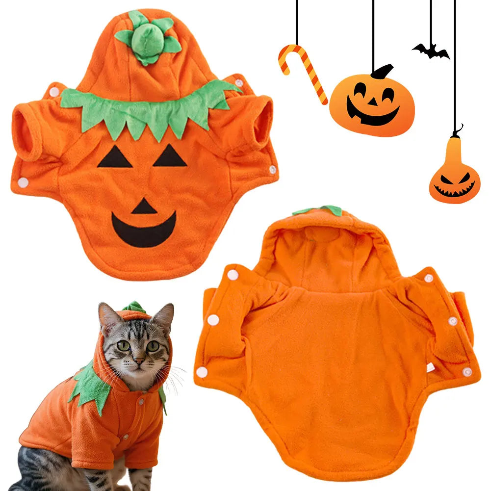 Halloween Cute Warm Pumpkin Dog Costume Pumpkin Costume Pet Cosplay Costume for Pet Dog Cat