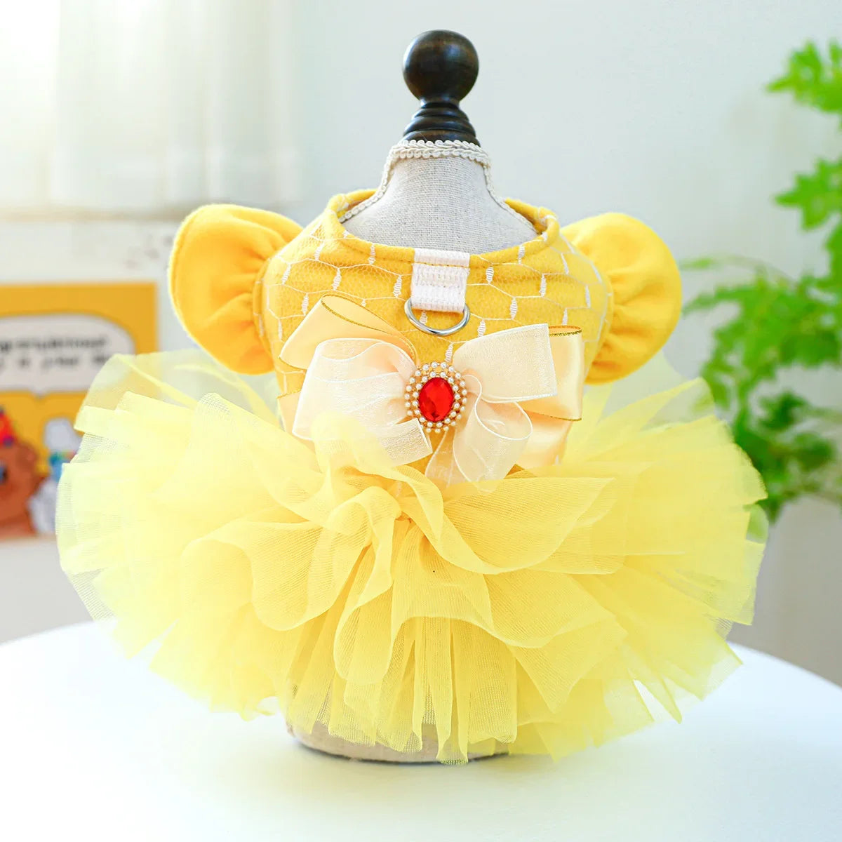 1 Pet Apparel Dog Spring/Summer Breathable White Wedding Dress Princess Dress with Pulling Cord Button For Small Medium Dogs