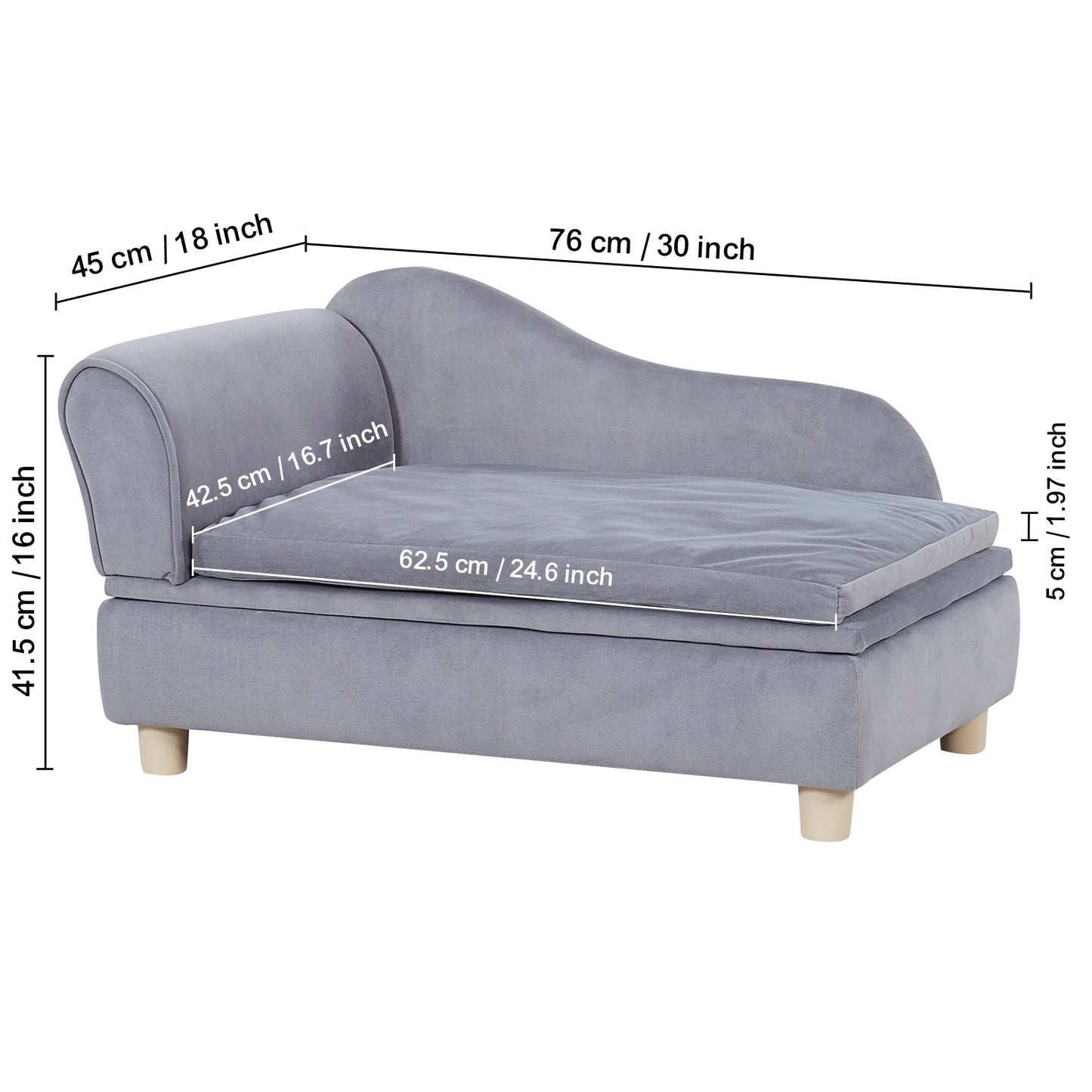 SucceBuy Pet Sofa Dog Couch for Medium-Sized Dogs and Cats Soft Velvety Dog Sofa Bed for Living Room Bedroom Pet Store or Clinic