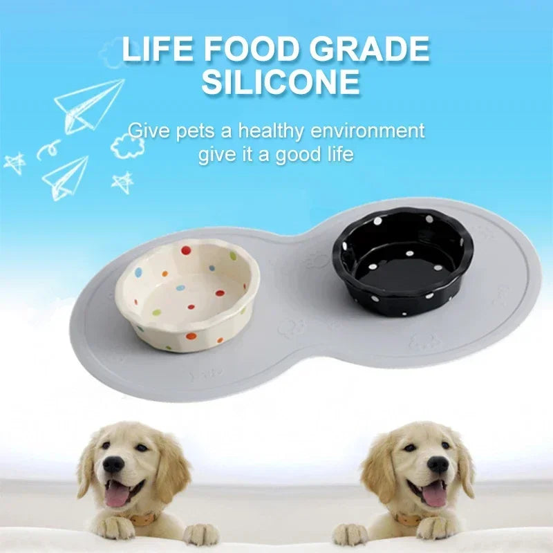 48*27cm Pet Dog Puppy Cat Feeding Mat Pad Cute Cloud Shape Silicone Dish Bowl Food Feed Placement Dog Accessories