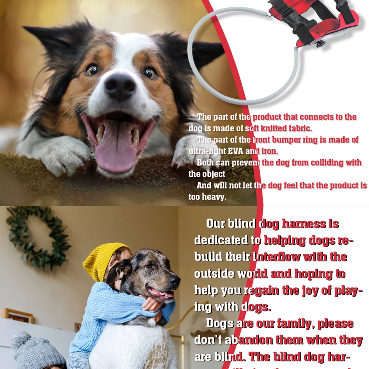 Blind Dog Halo Harness, Anti-Collision Blind Halo Ring for 11"-20" Visually Impaired Pets