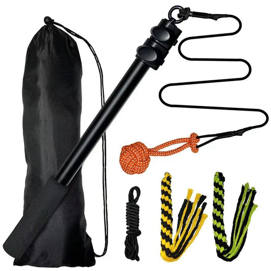 Interactive Dog Toys Extendable Flirt Pole for Small Large Dogs Chase Drag Chew Rope Toy Outdoor Training Exercise Entertainment