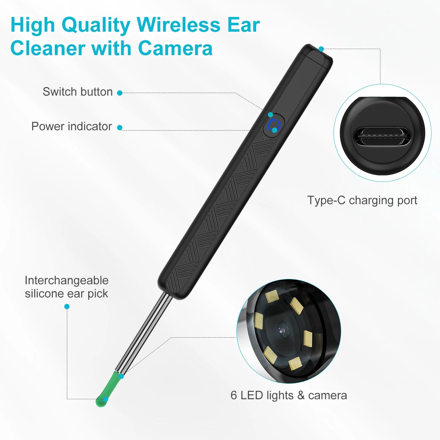 Ear Wax Removal, Ear Cleaner with 1080P Camera Earwax Remover Tool with 8Pcs Ear Canal Tools&6 Soft Ear Spoons for iOS & Android