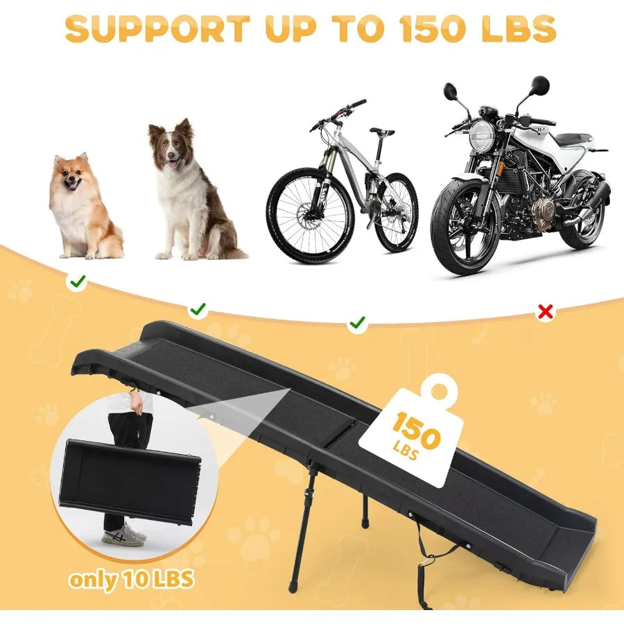 Folding Dog Ramps 62L Portable Pet Ramp for Large Dogs SUV Cars Lightweight Cat Ramp NonSkid Surface Steps for High Bed Stairs