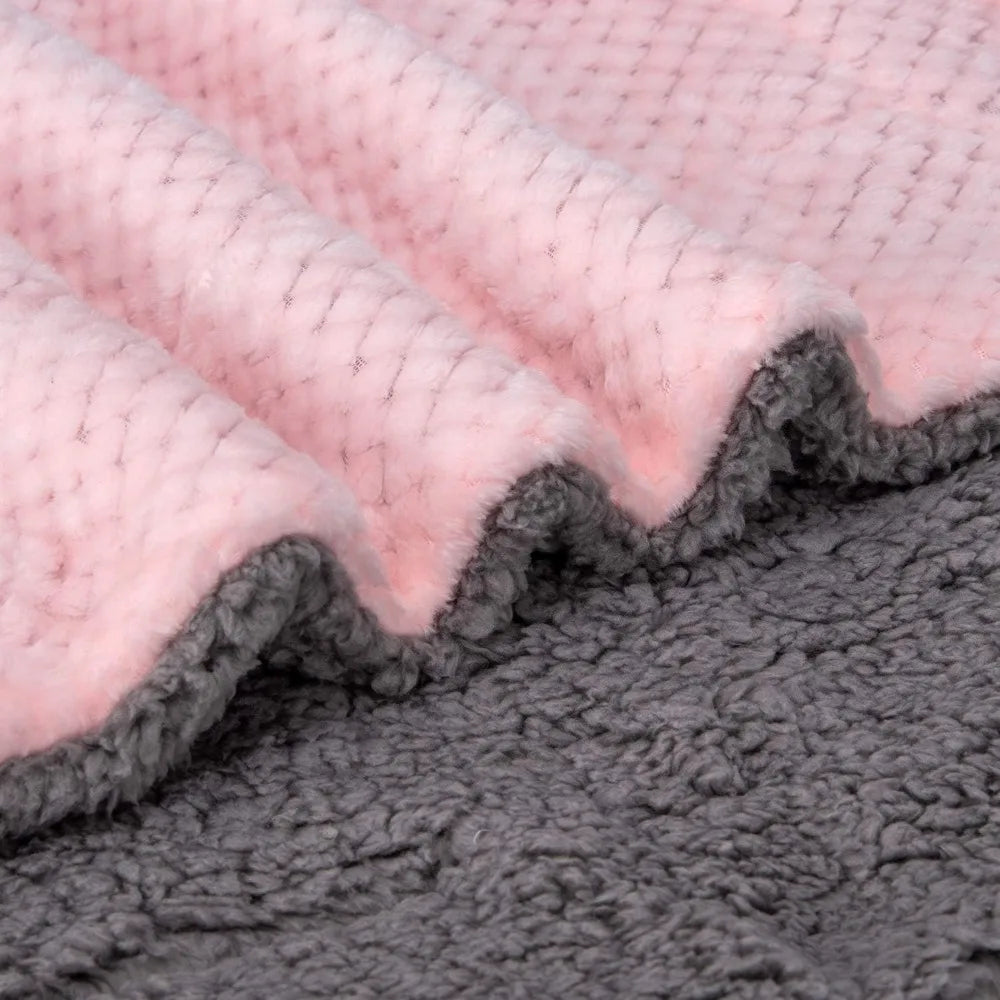 DG Plush Fleece Receiving Blanket for Dog, Cat, Pet - Warm & Soft, Couch, Sofa, Travel & Outdoor, Camping (24" x 32"), Baby Pink