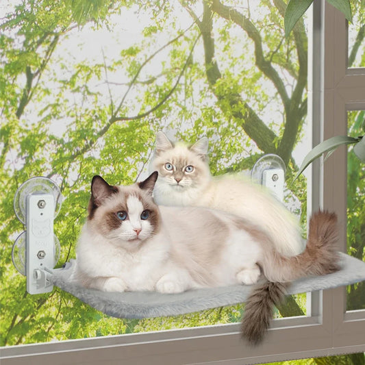 Foldable Cat Window Hammock Bed Seat with 4 Suction Cups Reversible Two Fabrics 40Lbs Load Glass Mounted for Sunbathing