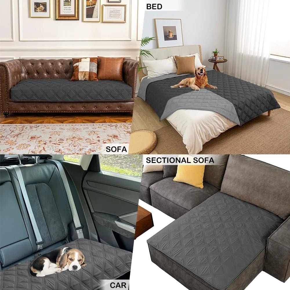 Waterproof Dog Blanket Reversible for Small Dogs Resistant Leakproof Washable Couch Cushion Bed Protector Cover for Indoor Furn
