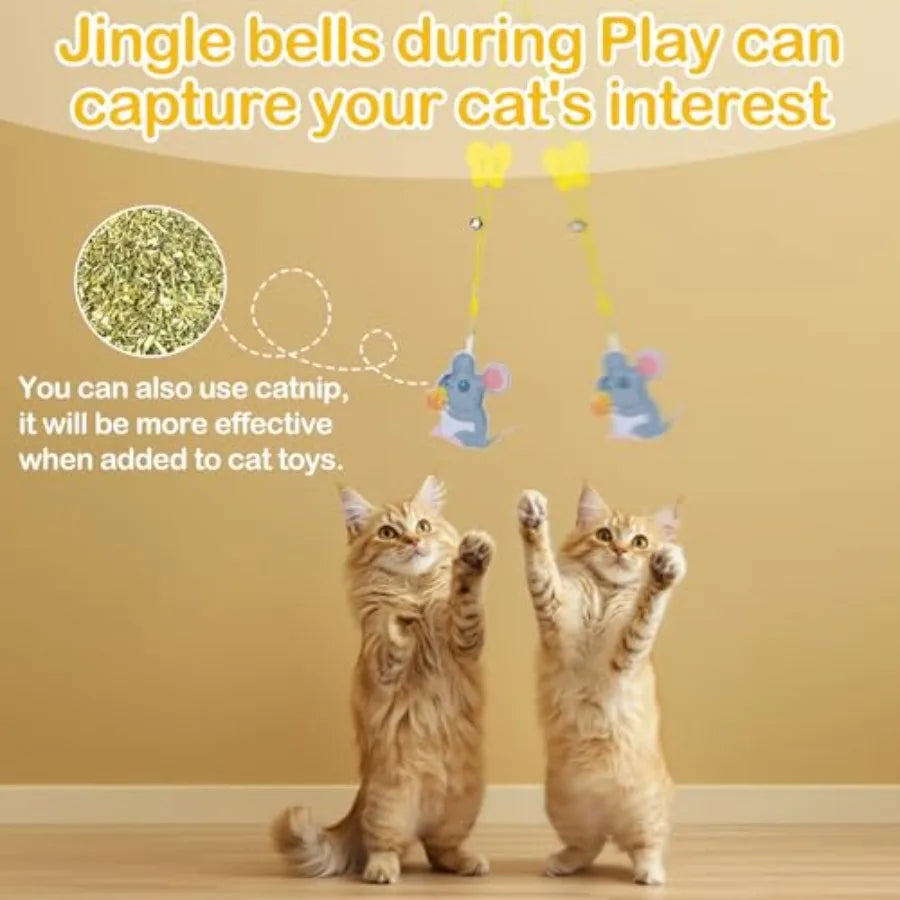 4 Pcs Cat Feather Toys Interactive Cat Toys for Indoor Cats Kitten Teaser Retractable Hanging Interactive Kitten Toys Suitable