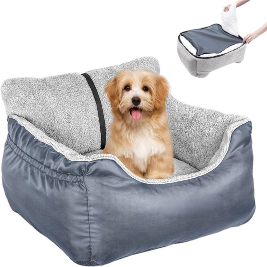 Dog Car Seat for Small Dogs, Washable Soft Dog Booster Seats for Small Pets Under 25 lbs, Portable Dog Carseat Travel Bed