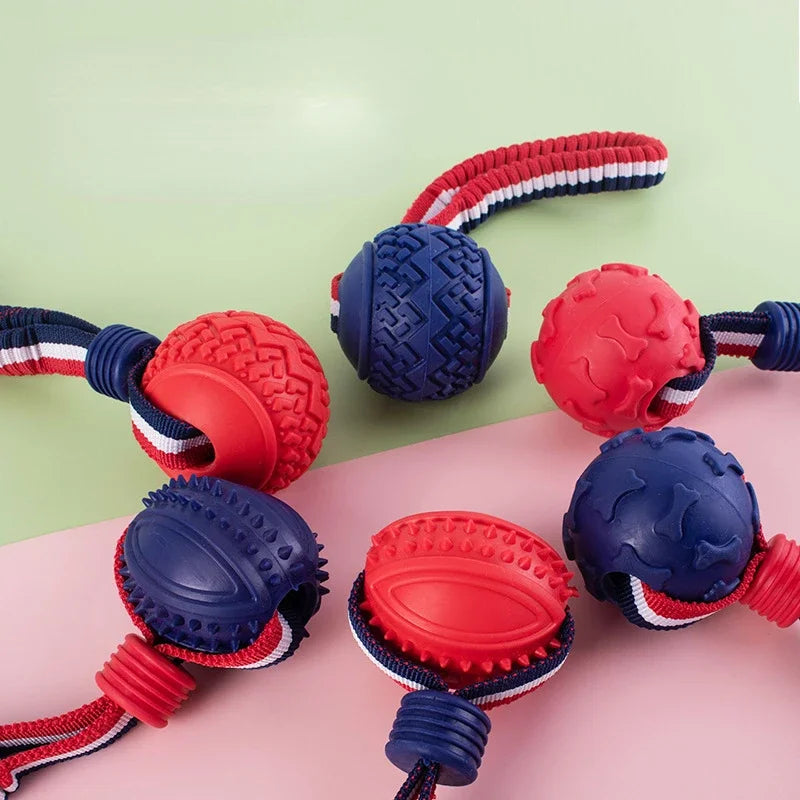 Bite Resistant Dogs Chewing Toys Pet Interactive Training Rope Knot Balls Puppy Tooth Cleaning Molar Ball with String Dog Toy
