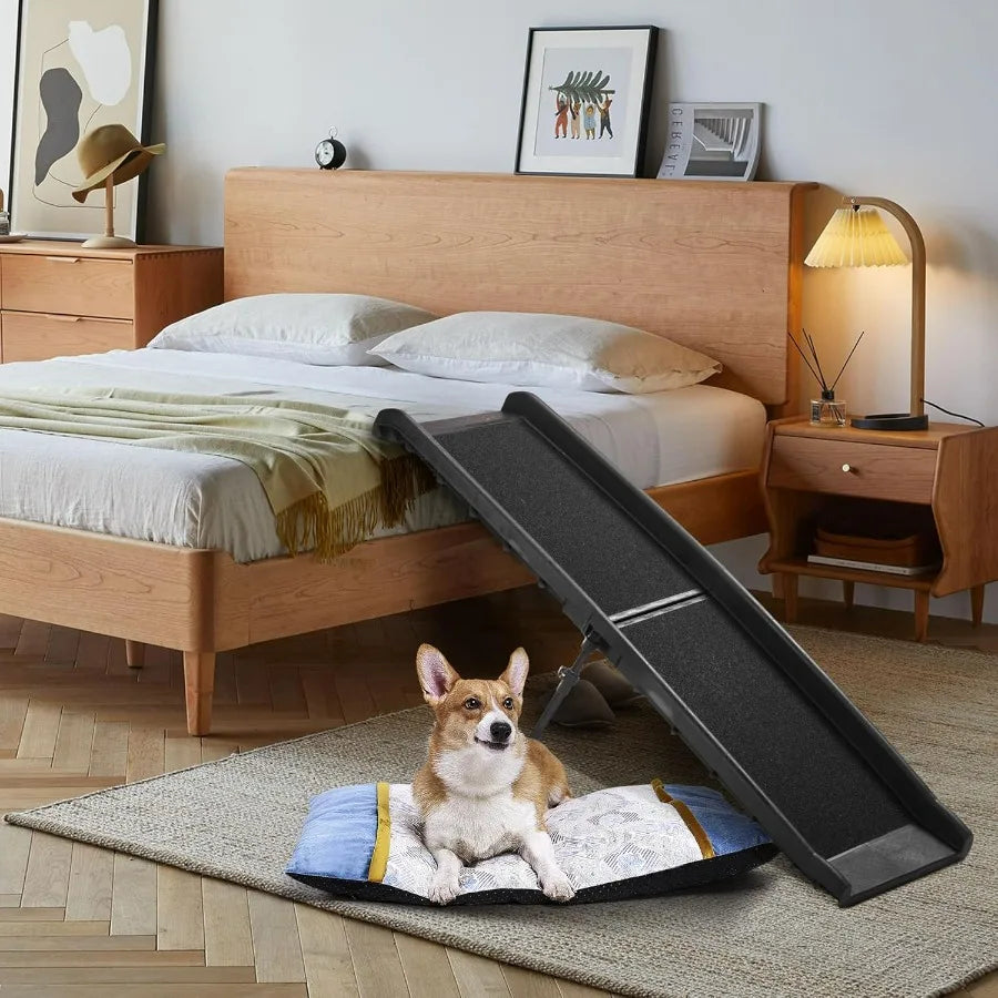 Folding Dog Ramps 62L Portable Pet Ramp for Large Dogs SUV Cars Lightweight Cat Ramp NonSkid Surface Steps for High Bed Stairs