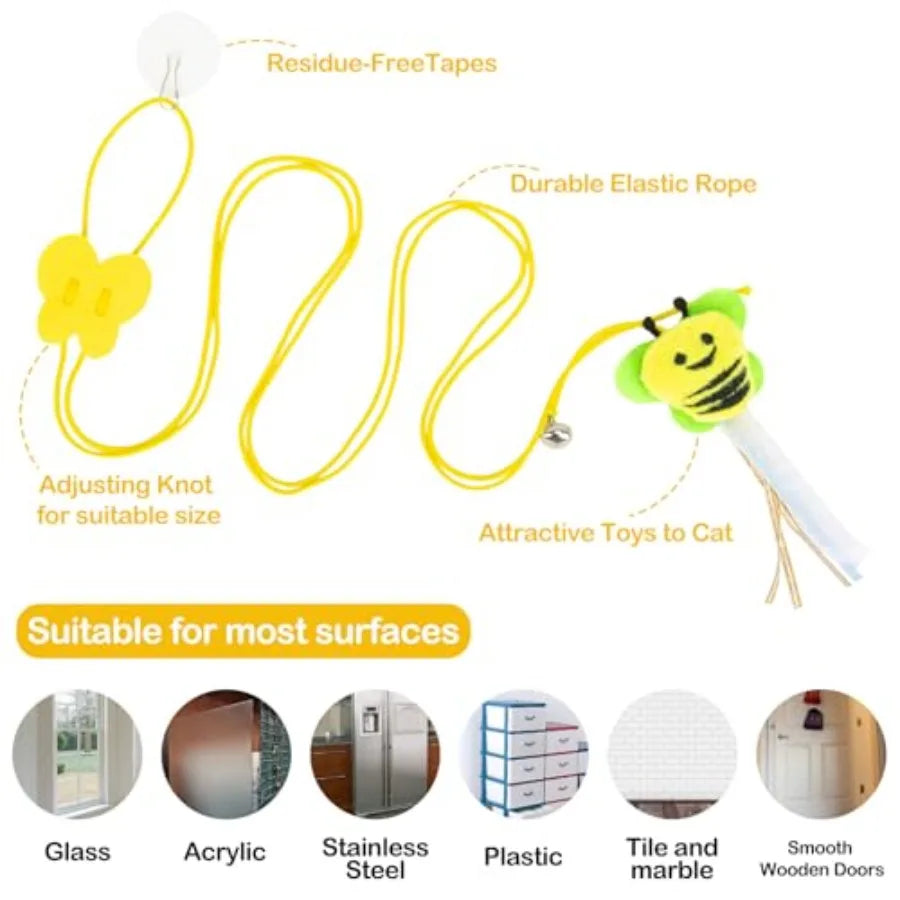 4 Pcs Cat Feather Toys Interactive Cat Toys for Indoor Cats Kitten Teaser Retractable Hanging Interactive Kitten Toys Suitable