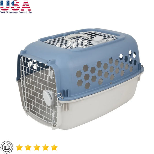 Multicolored 24 Inch Plastic Double Door Dog Cat Kennel Top Opening Portable Heavy Duty Durable Ventilated Carrier Travel