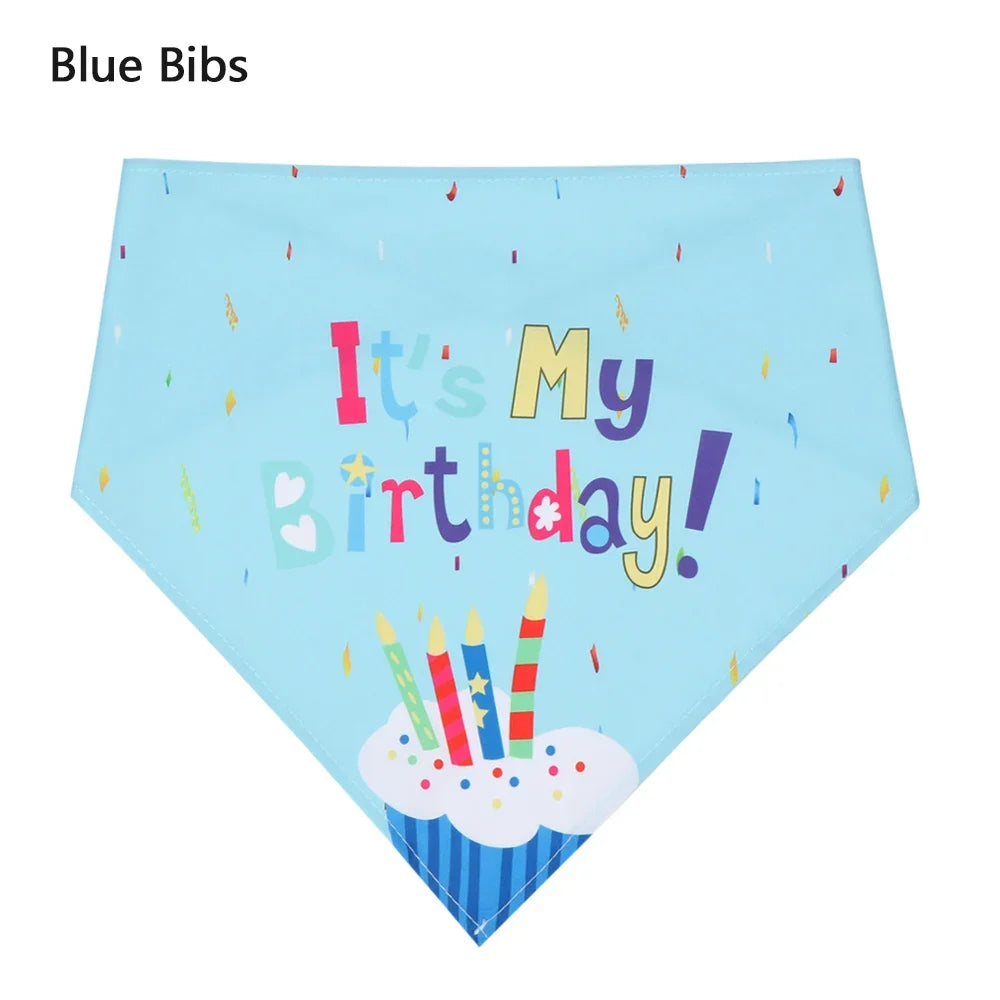 Pet Dogs Cats Birthday Caps/Bibs Sequin Design Headwear Cap Hat Scarf Puppy Costume Christmas Party Bandana Pets Accessories