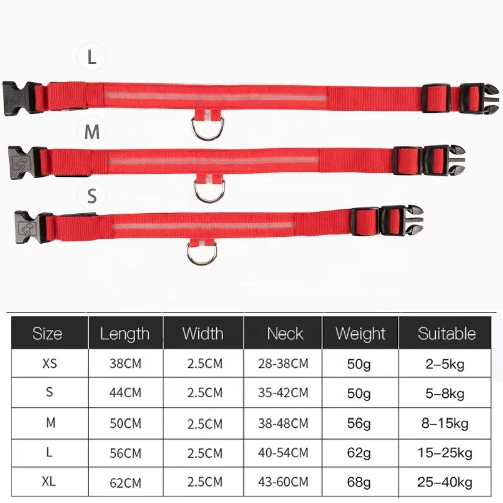 Factory Wholesale Light  Dog Collar Manufacturers  Nylon Led Dog Collar Leash Training collar for a dog Small dog collar Pet id