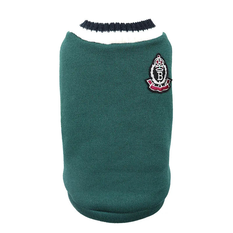 Dog Cat Sweater Preppy Style V-neck Corgi Teddy knitted Vest Pet Puppy Winter Warm Clothes Apperal for Small Medium Big Dogs Cat