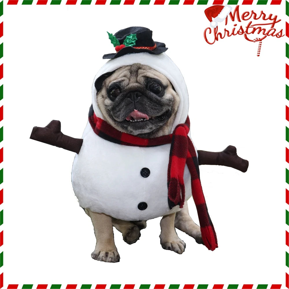 Halloween Dog Cat Costumes Christmas Funny Clothes Autumn And Winter Standing Snowman Costume Pet Supplies
