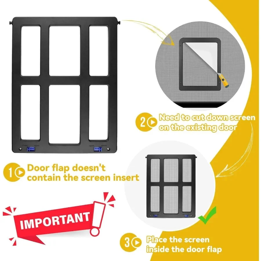 Enjoying Dog Door for Screen Doors Passage Opening 11.2 x 14.4 Access Freely Magnetic Swing Flap Large Pet Door for Sliding Scr