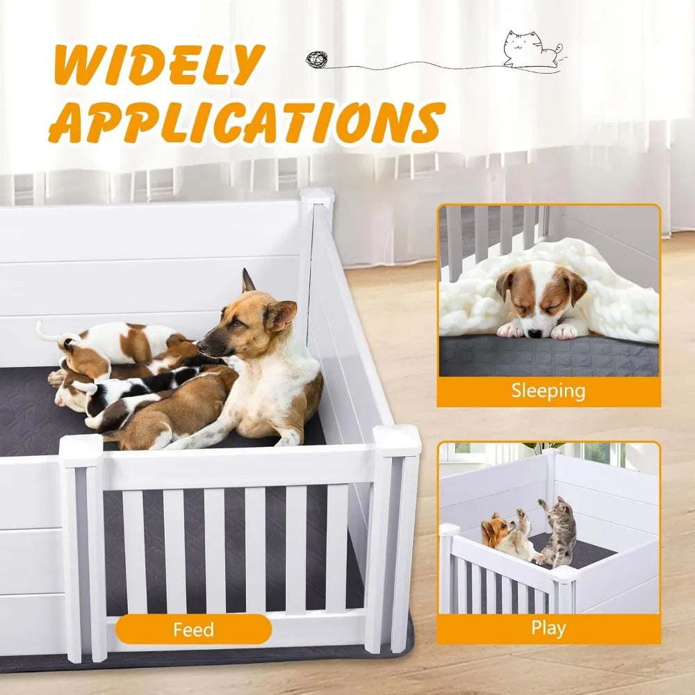 Whelping Box for Dogs,38 × 38 ×19in Whelping Box for Puppies with Adjustable Height Door,PVC Puppy Playpen,Puppy Whelping Suppli