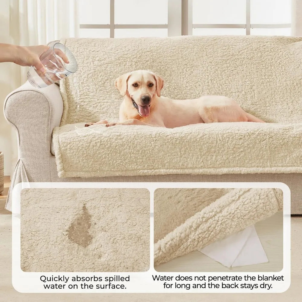 Waterproof Pet Blanket for Medium Large Dogs Soft Cat Sherpa Calming Thick Cover Leakproof Cozy Puppy Sofa Bed Car Couch Protec