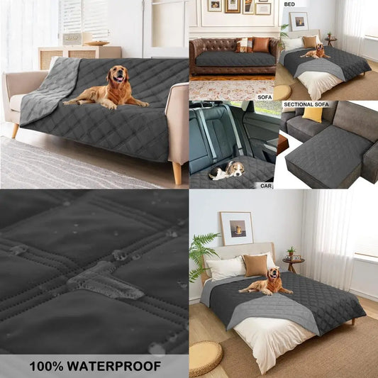 Waterproof Dog Blanket Reversible for Small Dogs Resistant Leakproof Washable Couch Cushion Bed Protector Cover for Indoor Furn