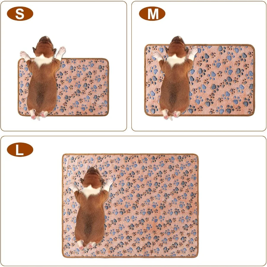 1 Pack 3 Blankets Super Soft Fluffy Premium Fleece Pet Blanket Flannel Paw Printed Throw for Dog Puppy Cat Small 23x16'' Brown