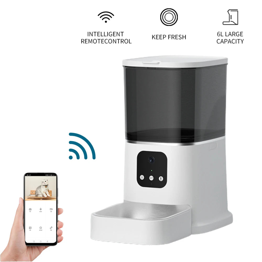 Iseebiz 3L Automatic Pet Feeder With Voice Record Pets Food Bowl For Medium Small Dog Cat LCD Screen Dispensers 4 Times One Day